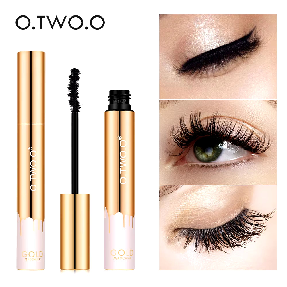 3D Mascara Lengthening Black Lash Eyelash Extension Eye Lashes Brush Beauty Makeup Long-Wearing Gold Color Mascara